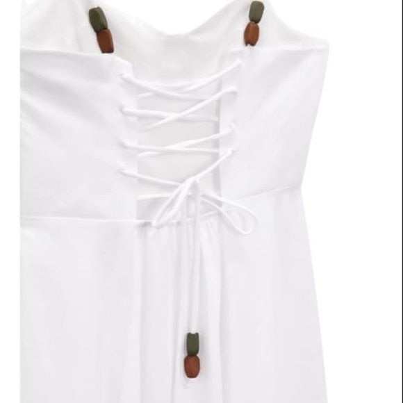 NEW ZARA SWEETHEART NECKLINE DRESS WHITE | 2298/170 - Picture 5 of 10